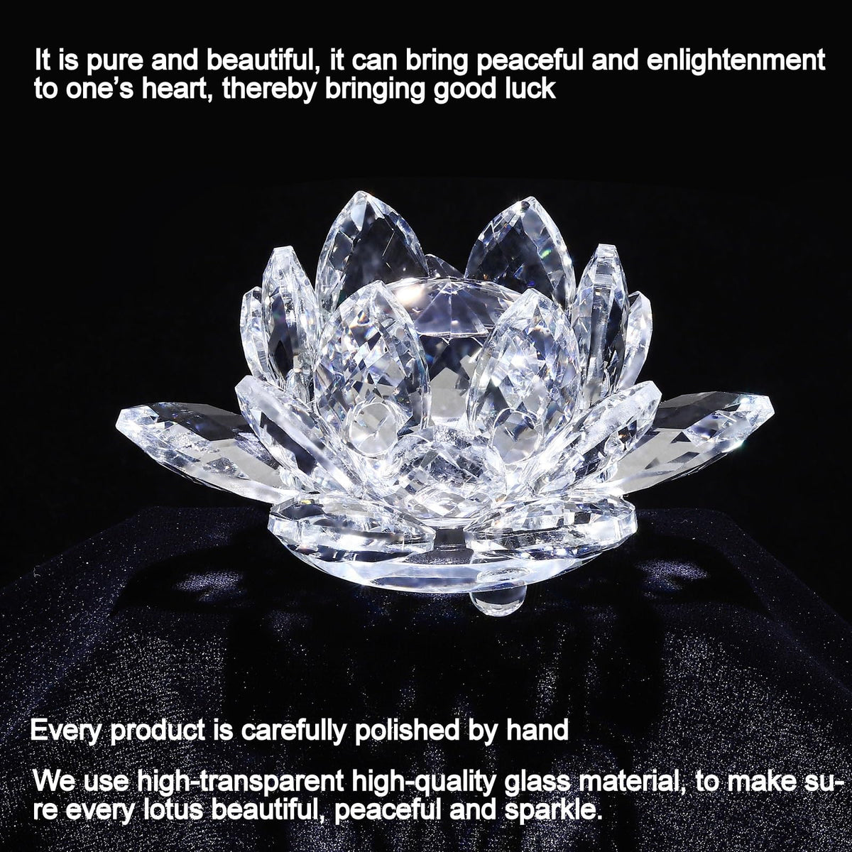 TENGFENG Sparkle Crystal Lotus Flower - 4'' Hue Reflection Clear Crystal Lotus for Feng Shui Home Decor Sun Catcher Ornaments or Paper Weight with Gift Box (100MM) Transparent Purple