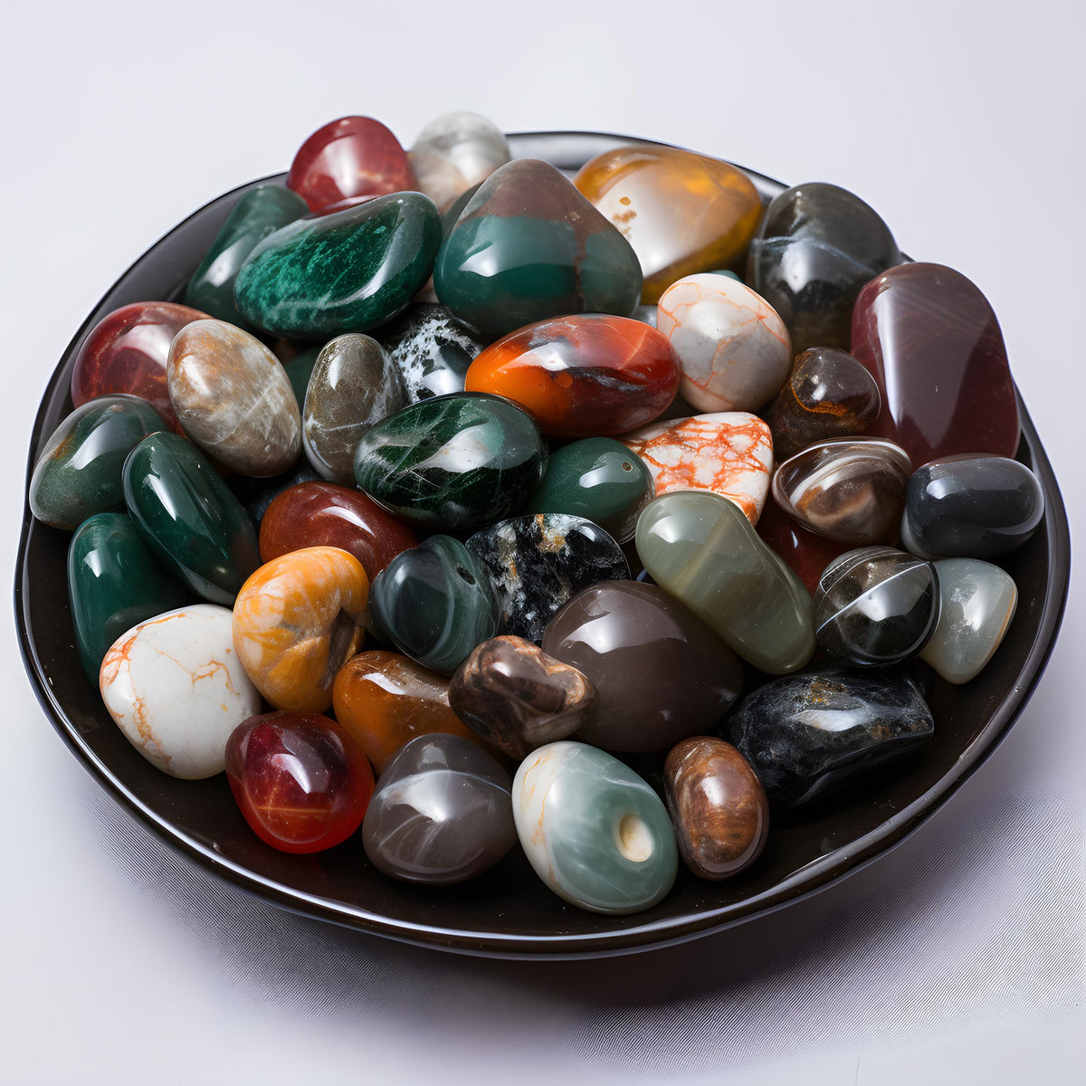 SigMntun Polished Ocean Jasper Crystal Stone Set - 72 Pcs, 0.5" 10 oz Handpicked Natural Tumbled Gemstones Rocks, Pebbles for Reiki, Chakra, Healing, Home Decor