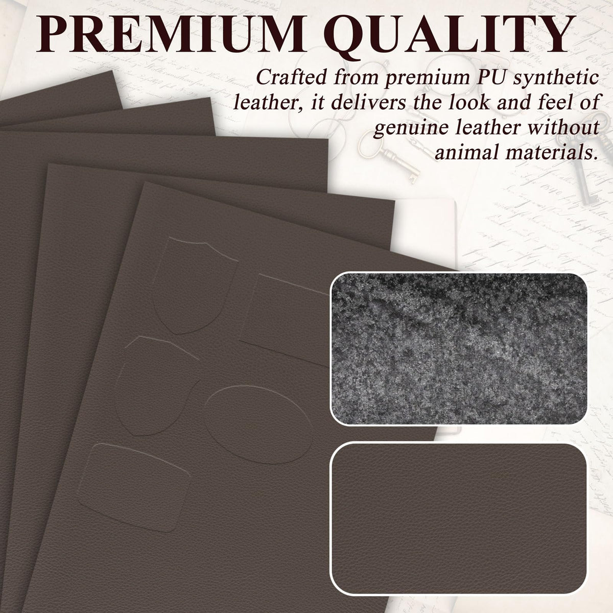 5 Pack Laserable Leatherette Sheet Faux Leather Laser Engraving Leather Blank Hat Patches with Heat Press Adhesive for Laser Engraving DIY Hat Cap Beanie UV Printing Craft Supplies (Taupe)