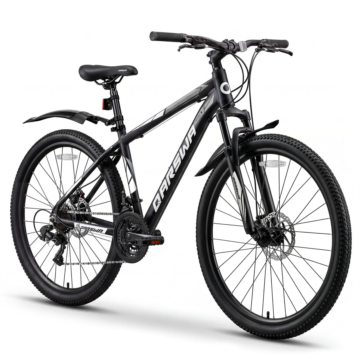 QARSWA 26 Inch Mountain Bike for Men and Women, Lightweight Aluminum Frame MTB with Dual Disc Brakes & 21-Speed Trigger Shifter, Comfort Foam Seat Adult Bicycle for Trail & Outdoor Riding,Black