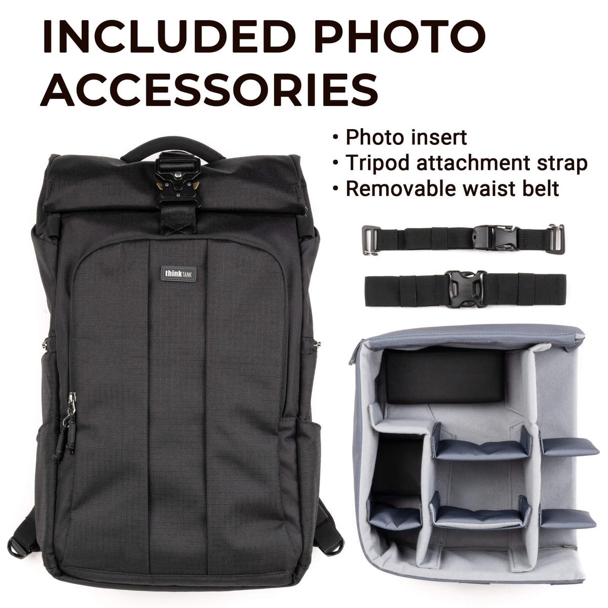 Think Tank FocusPoint 22L RollTop Camera Backpack - Urban Rust: Expandable Travel & Camera Backpack with Laptop Sleeve, Quick Side and Back Access, Rain Cover – Versatile Photography & Travel Bag