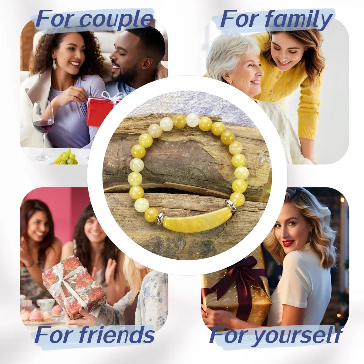 EDEN'S CALL 8mm Healing Crystal Beads Stretch Bracelet Handmade Good Luck Energy Chakra Stone Beaded Bangle, Yellow Topaz