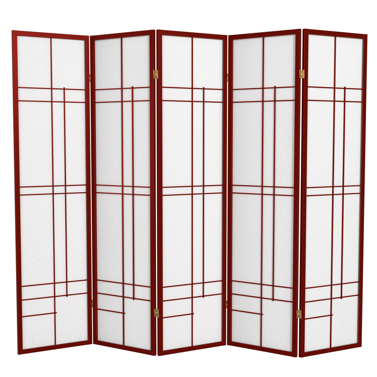 Red Lantern 6 ft. Tall Eudes Shoji Screen - Rosewood - 5 Panels