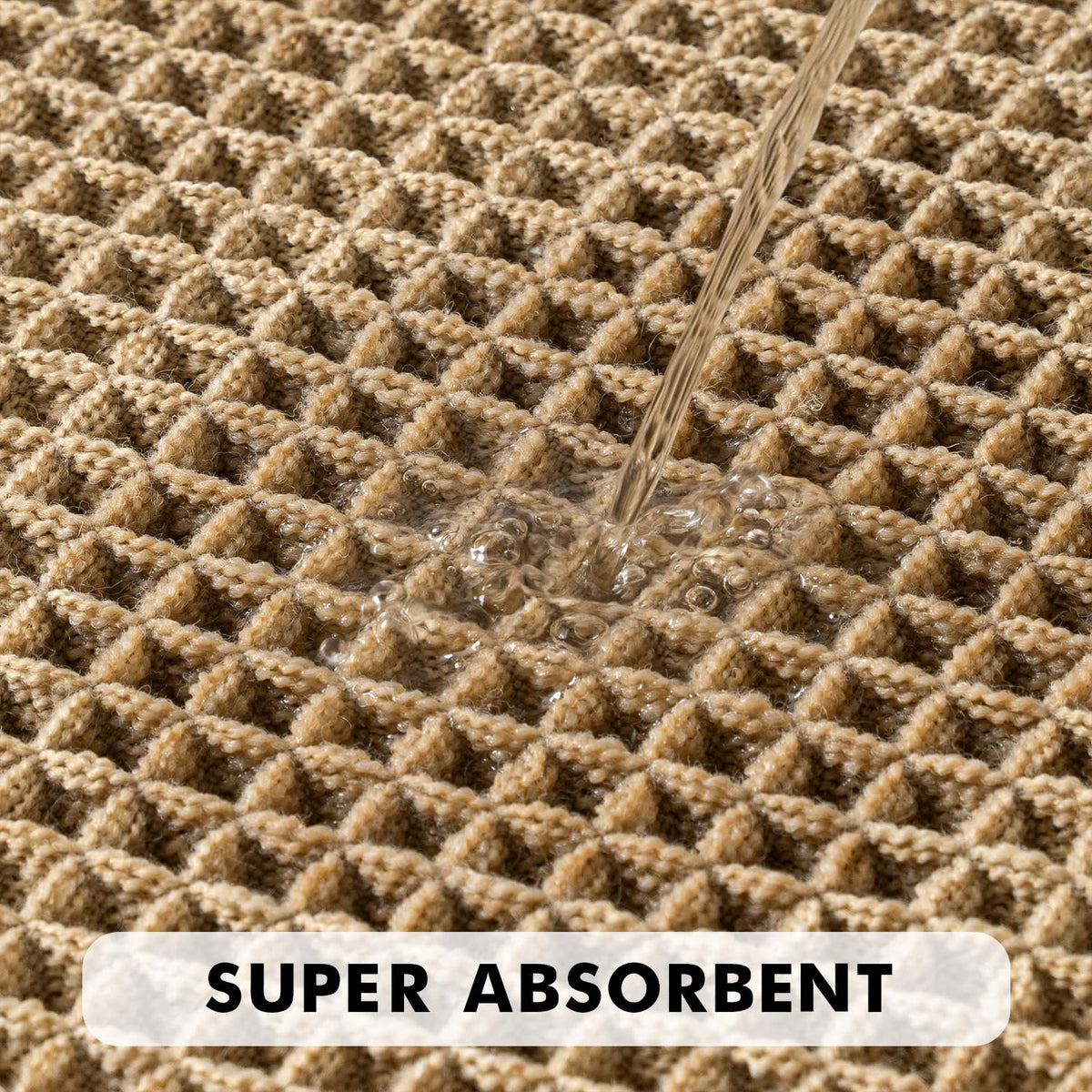 MIULEE Set of 2 Waffle Bathroom Rugs, Boho Bath Rugs Non Slip Washable, Super Absorbent Bath Mats, Ultra Soft Rubber Backed Shower Mats for Bathroom Floor, Tub and Shower, Brown, 18x30 Inch