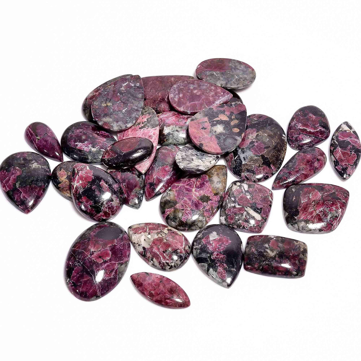 2 pcs Natural Eudialyte Gemstone Wholesale Cabochons Lot, Jewelry Making Loose Gemstone, Polished Home Decor Specimen, DIY, Wire Wrapping, Reiki, Healing Crystals, Bulk Gemstone Deal