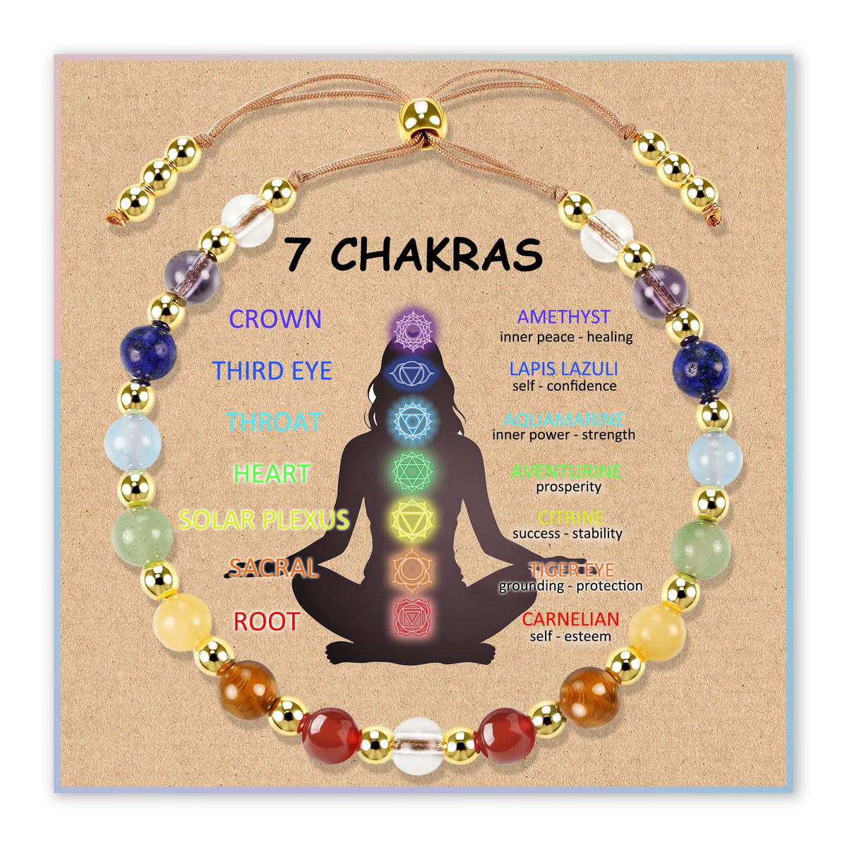SmileBelle Chakra Protection Bracelets for Women, Crystals and Healing Stones as Healing Crystal Bracelet Beaded Bracelets as Stress Relief Gifts Inspirational Bracelet as Inspirational Gifts
