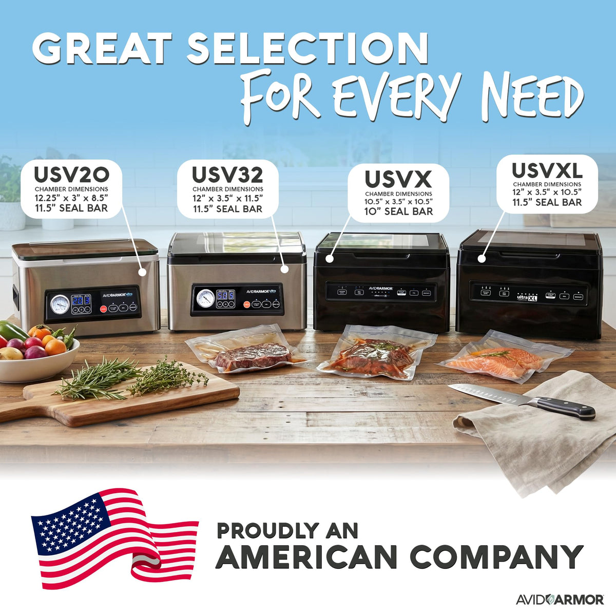 Avid Armor Chamber Vacuum Sealer Machine USV20 Ultra Series for Wet Foods, Meat Vacuum Packing Machine, Compact with 11.5-Inch Vaccum Sealer Bar