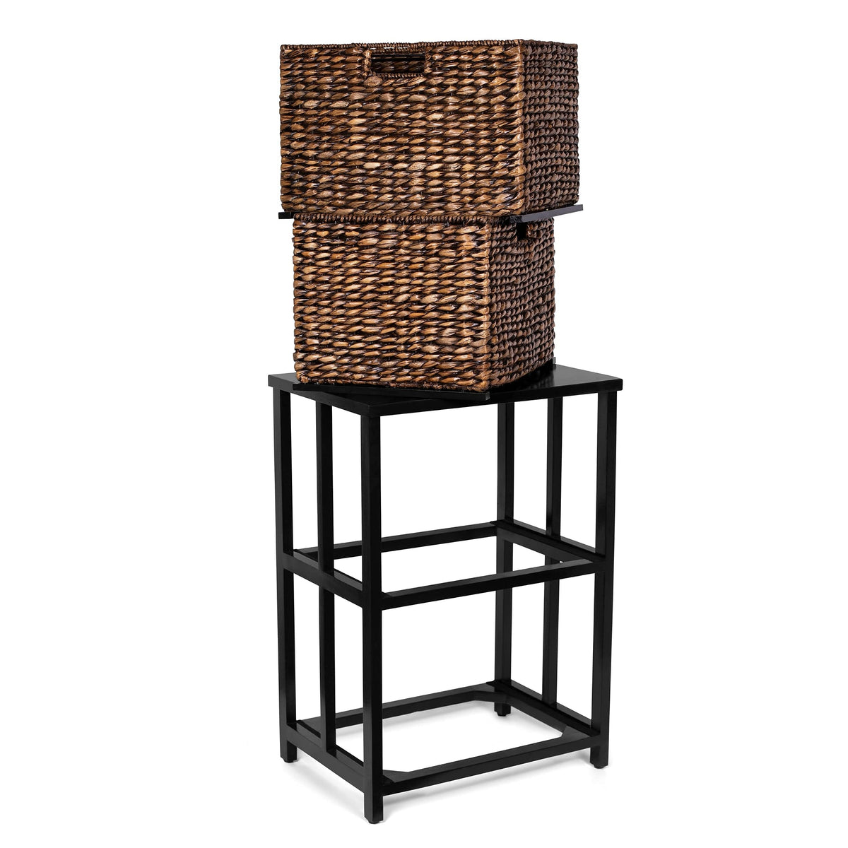 BIRDROCK HOME 2 Tiered File Cubby w/Wood Top - File Cabinet, Home Office Storage, Nightstand, Decorative Wooden Organizer | Desk, Modern Table, Shelves, Side Table, Craft Furniture - Brown Wash