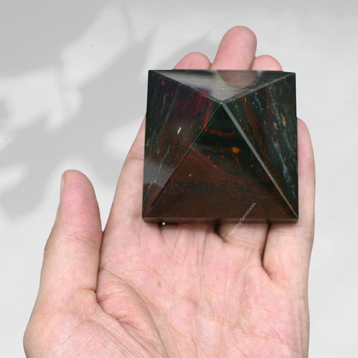 Amazing Gemstone Bloodstone Pyramid Crystal Healing Stones - 2" Great Pyramid Figurine of Natural Stone Pyramid for Meditation, Reiki, Chakra Balancing and Crystal Pyramids Grid