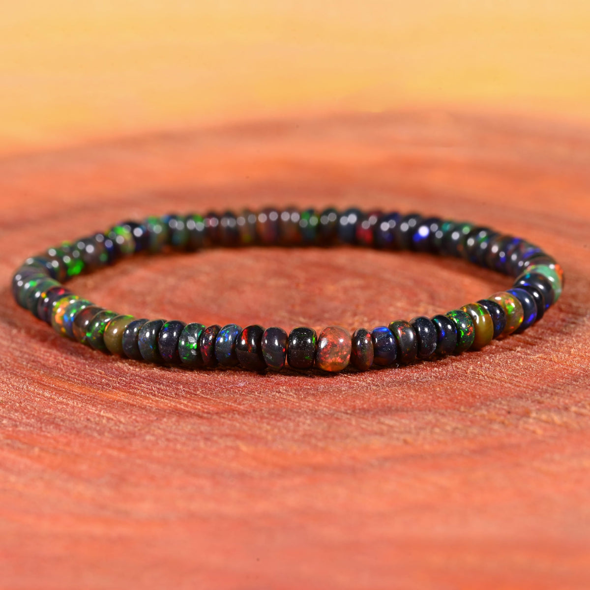 GEMS OF BAY Opal Bracelet (9 Inches, Black)