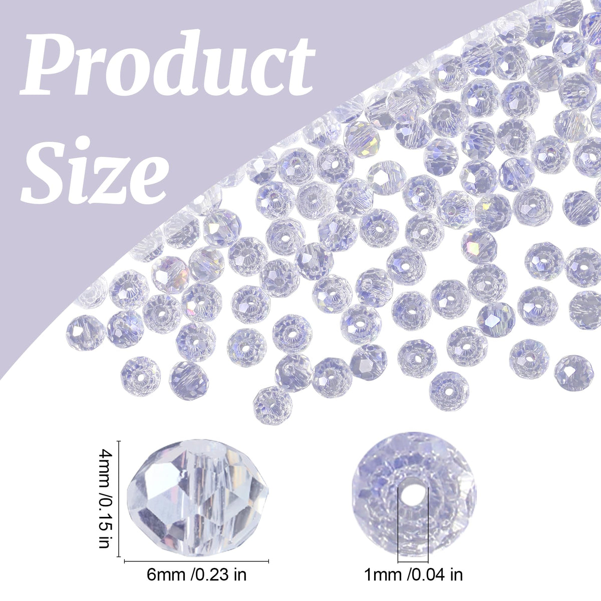 ZHIYUXI 400pcs Crystal Beads for Suncatchers Glass Beads for Jewelry Making for Keychain Making 6mm Rondelle White Clear Sun Catcher Beads & Bead Assortment Bulk Bracelets Arts and Crafts