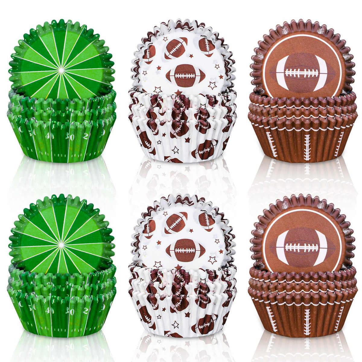 Whaline 600Pcs Football Cupcake Liners Rugby Disposable Baking Cups Sports Theme Muffin Cupcake Wrappers for Birthday Holiday Party Post-match Celebration