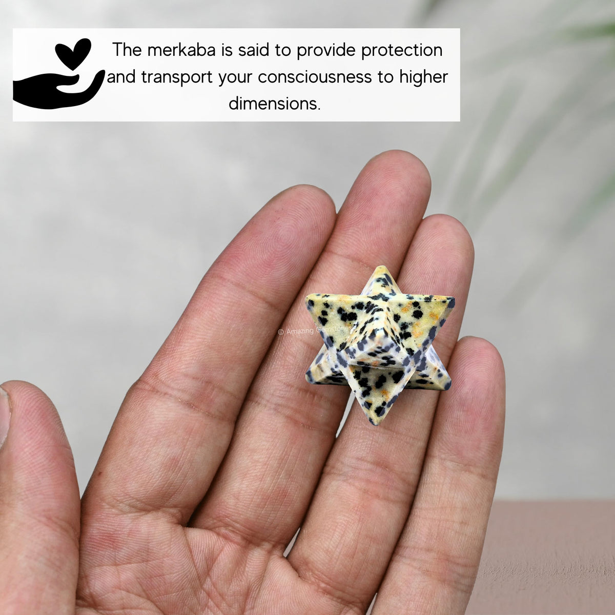 Amazing Gemstone Dalmatian Jasper Merkaba Crystal - 0.75 Inches Metaphysical Merkaba Star for Meditation - Energetic Tetrahedron Crystal and Healing Stones for Spiritual Growth and Healing (15-20mm)