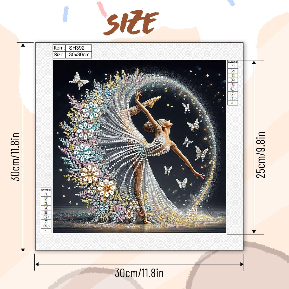TDFERAN 30X30 Diamond Paintings Ballerina Dancer Dream Ballet Girl Diamond Art Kits Diamond Painting for Home D閏or Items Flowers Under Skirt Full Drill Ballet Dancer Diamond Art Gift for Adult
