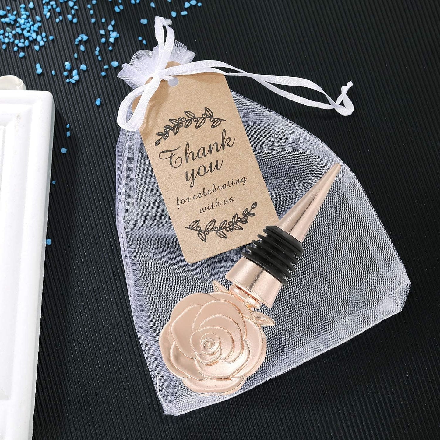 24PCS Wine and Beverage Rose Stopper Rose Gold Bottle Stoppers Keep Wine Fresh Holiday Party,Wedding Birthday Party Decor Wine Stoppers Wine Lovers Funny Gifts(24,Opp Rose Stopper)