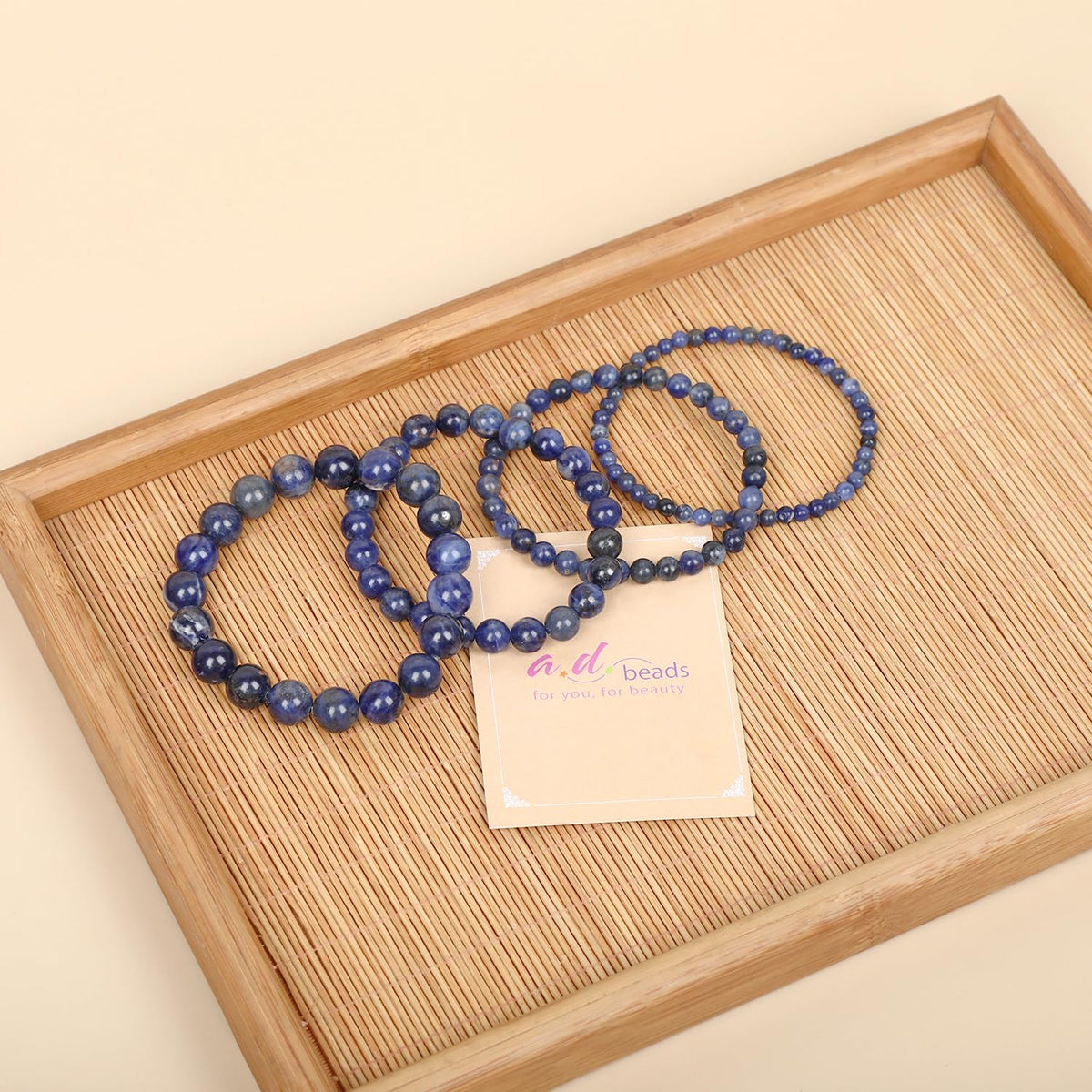 AD Beads Handmade Gemstone Stretch Elastic Bracelet Crystal Healing Reiki Nature's Beauty and Spiritual Essence Unisex (10mm, Blue Sodalite)