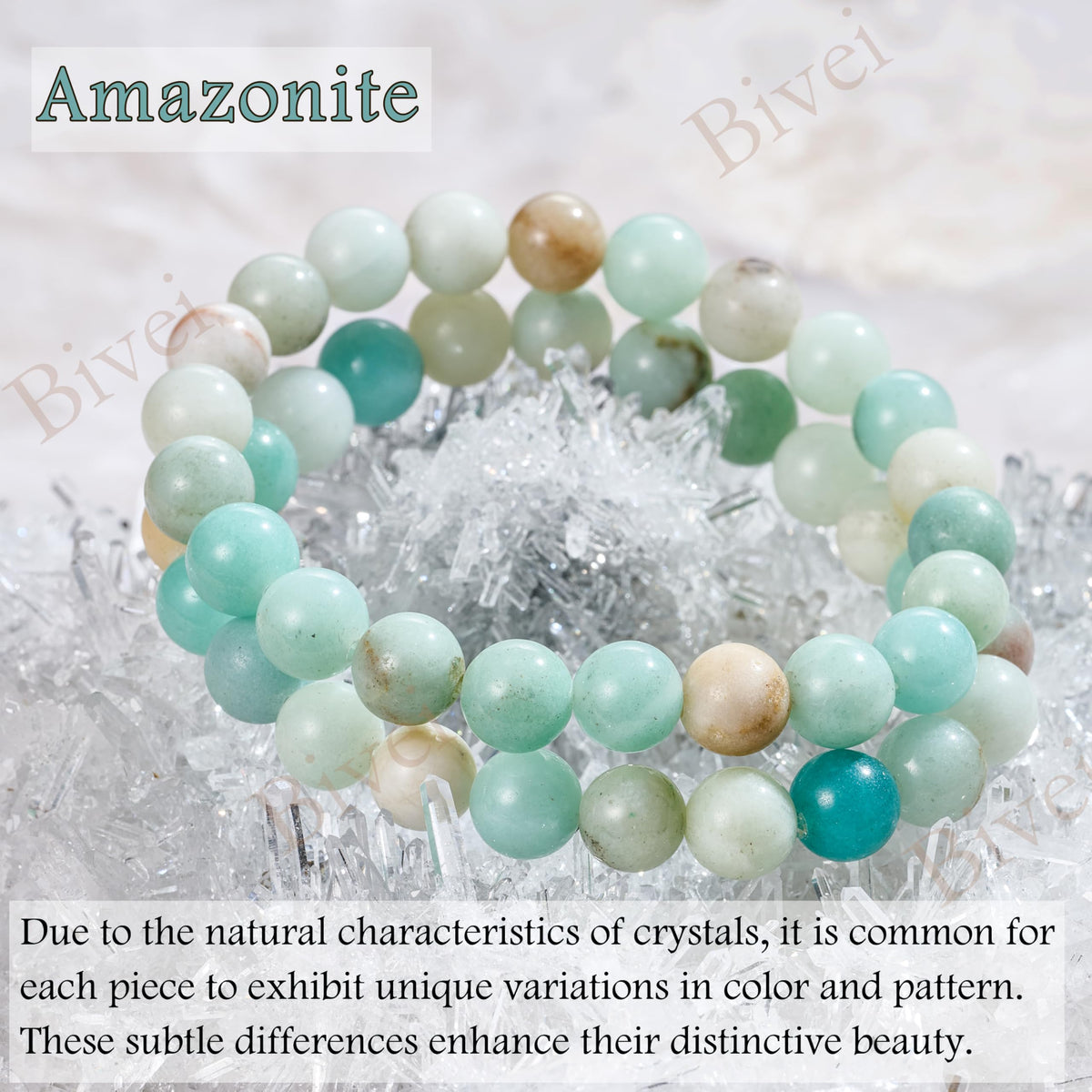 Amazonite - Abundance - 8mm Beaded Bracelets for Women Handmade Semi Precious Natural Stone Stretch Elastic Jewelry Yoga Protection Gifts