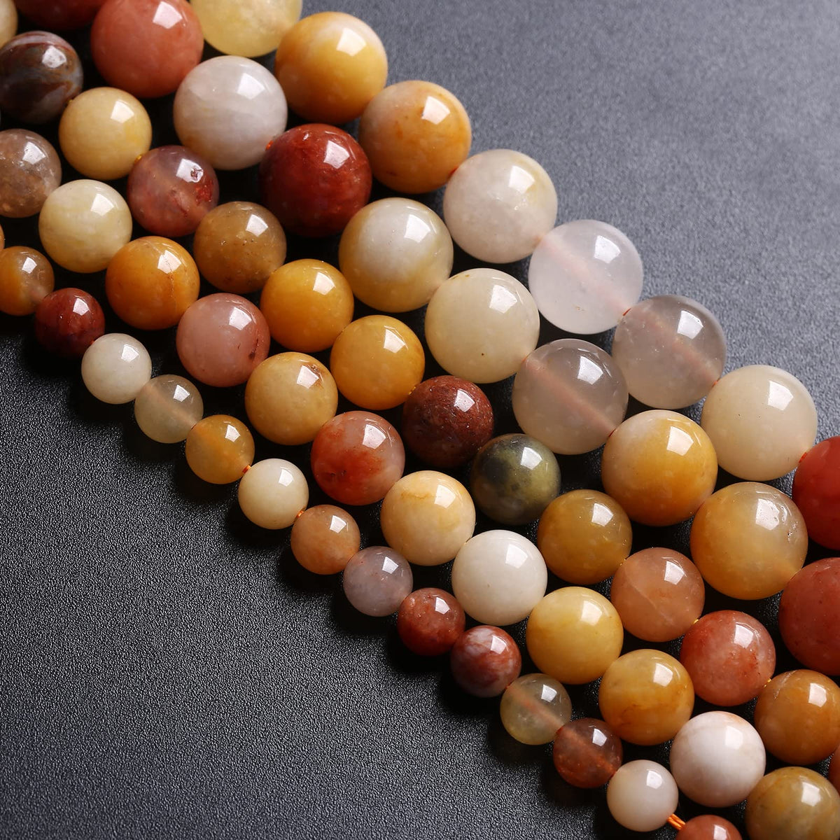 8MM 46PCS Natural Stone Golden Thread Jade Crystal Loose Beads for Jewelry Making DIY Bracelet Necklace 1 Strand 15’’