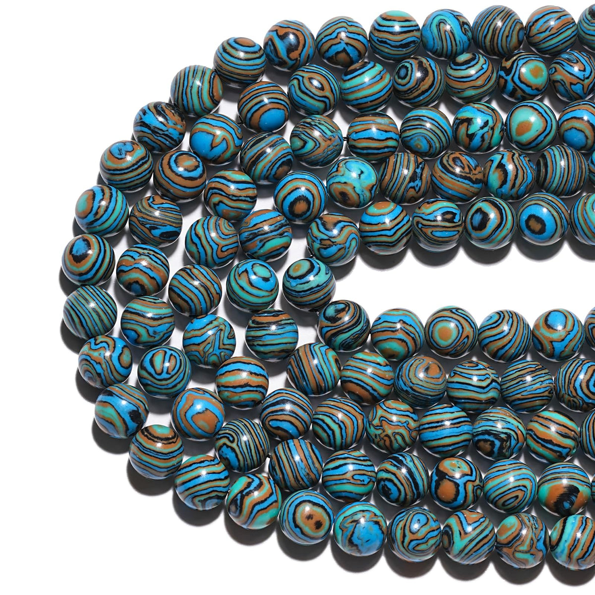 10mm Natural Blue Malachite Gemstone Beads Polished Round Smooth Stone Beads for Bracelets Jewelry Making 15inch Loose Beads