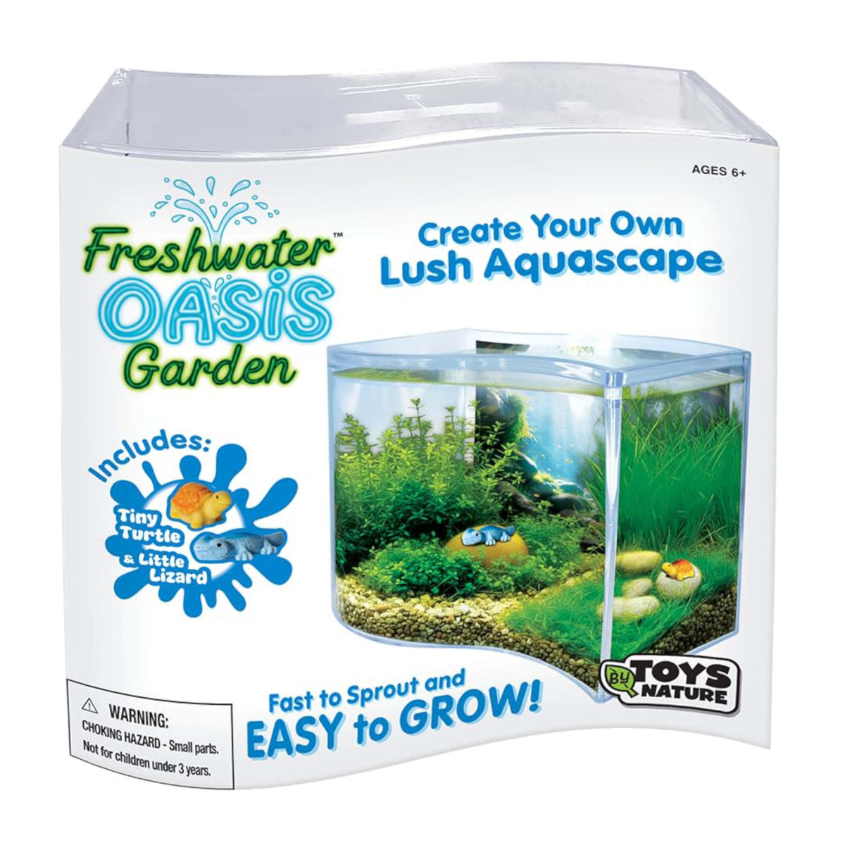 Toys By Nature Freshwater Oasis Garden, Mini Wave Terrarium Kit with Aquatic Seeds and Real Water Plant, Beginner-Friendly Terrariums and Live Indoor Plants Decor