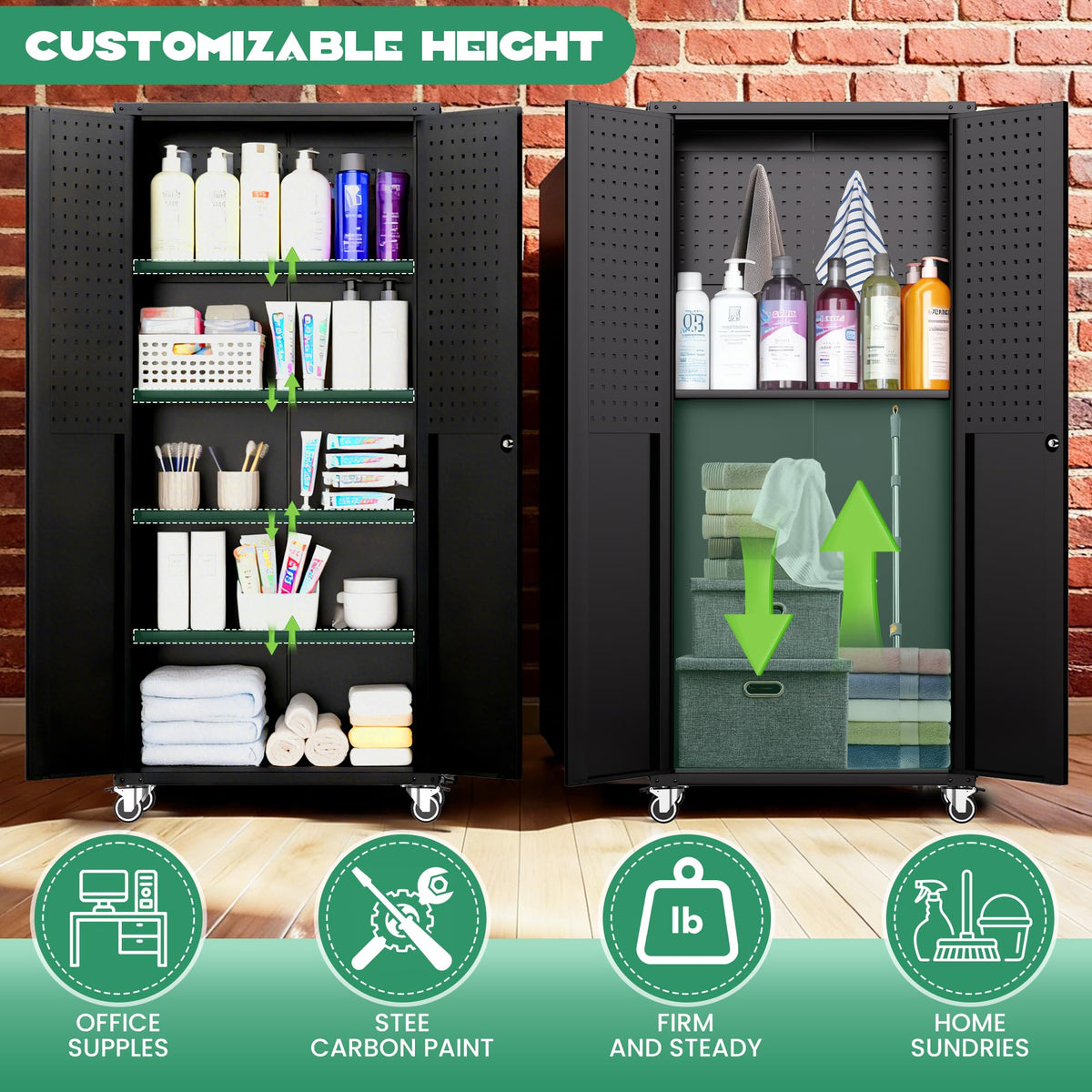 VIYET Garage Cabinet System | Heavy Duty Steel All-in-One Modular Garage Cabinet Set for Ultimate Workshop Organization | Easy Assembly Garage Storage Cabinets & Tool Bench