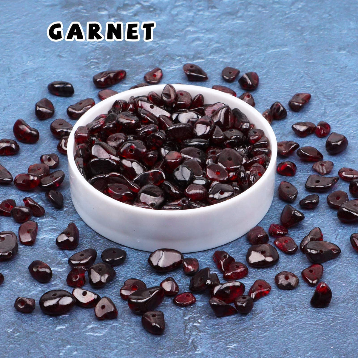 500 pcs Natural Chip Stone Beads, Garnet 5-8 mm Irregular Gemstones Healing Crystal Loose Bead for Jewelry Making Bracelet Crafting