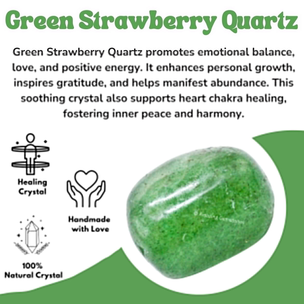 Amazing Gemstone Green Strawberry Quartz Crystals and Healing Stones Tumbled - 1 oz Green Strawberry Quartz Stone, Healing Stones for Energy Balance, Premium Polished Gems Rocks for Meditation