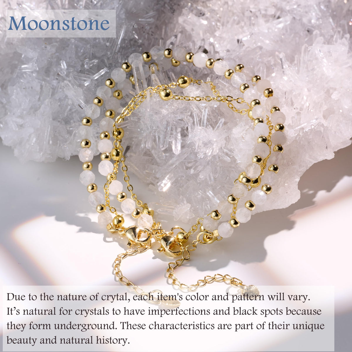 Farfume Moonstone Crystal Bracelet Beaded Bracelets for Women 4mm Natural Stone Beads Gemstone Handmade Jewelry Valentine's Day Gifts