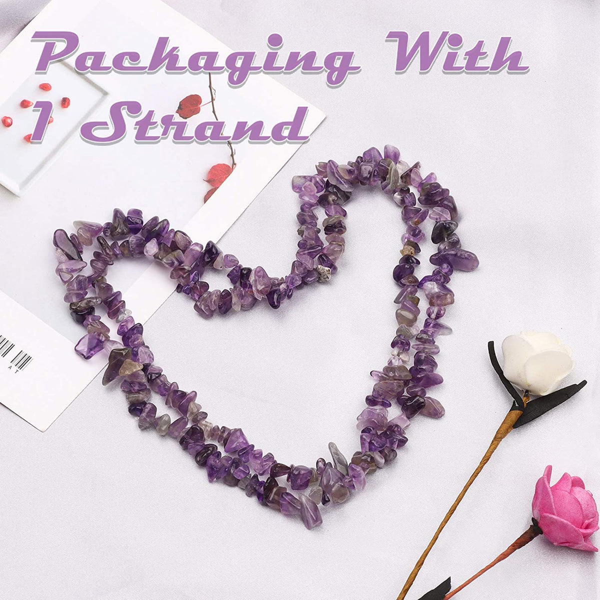 500 pcs Natural Chip Stone Beads, Amethyst 5-8 mm Irregular Gemstones Healing Crystal Loose Rocks Bead Hole Drilled for Jewelry Making Bracelet