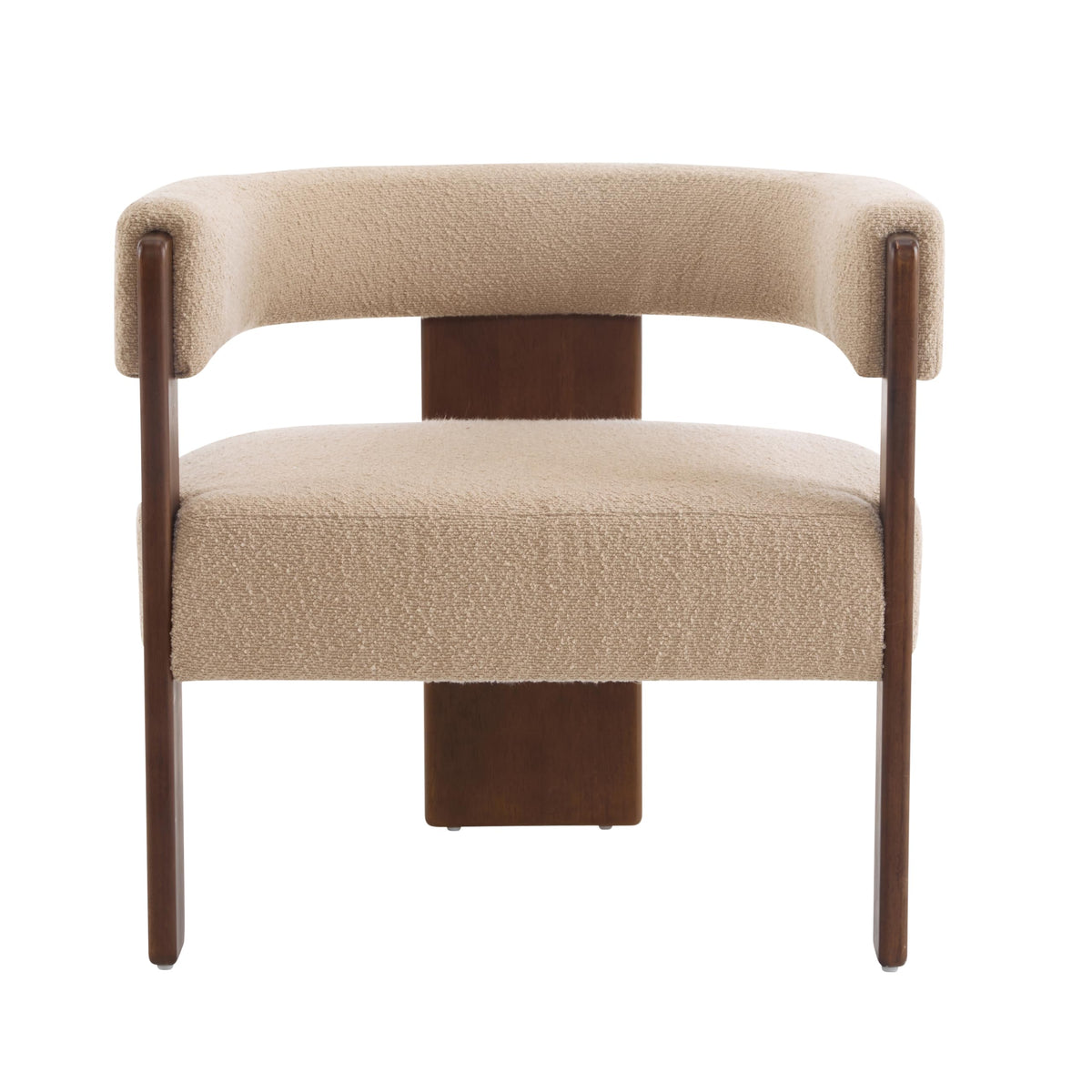 Christopher Knight Home Nettie Modern Accent Chair for Living Room, Boucle Fabric Single Lounge Sofa Chair with Wooden Frame, Comfy Reading Chair for Bedroom, Lounge Armchair with Cushion, Dark Beige