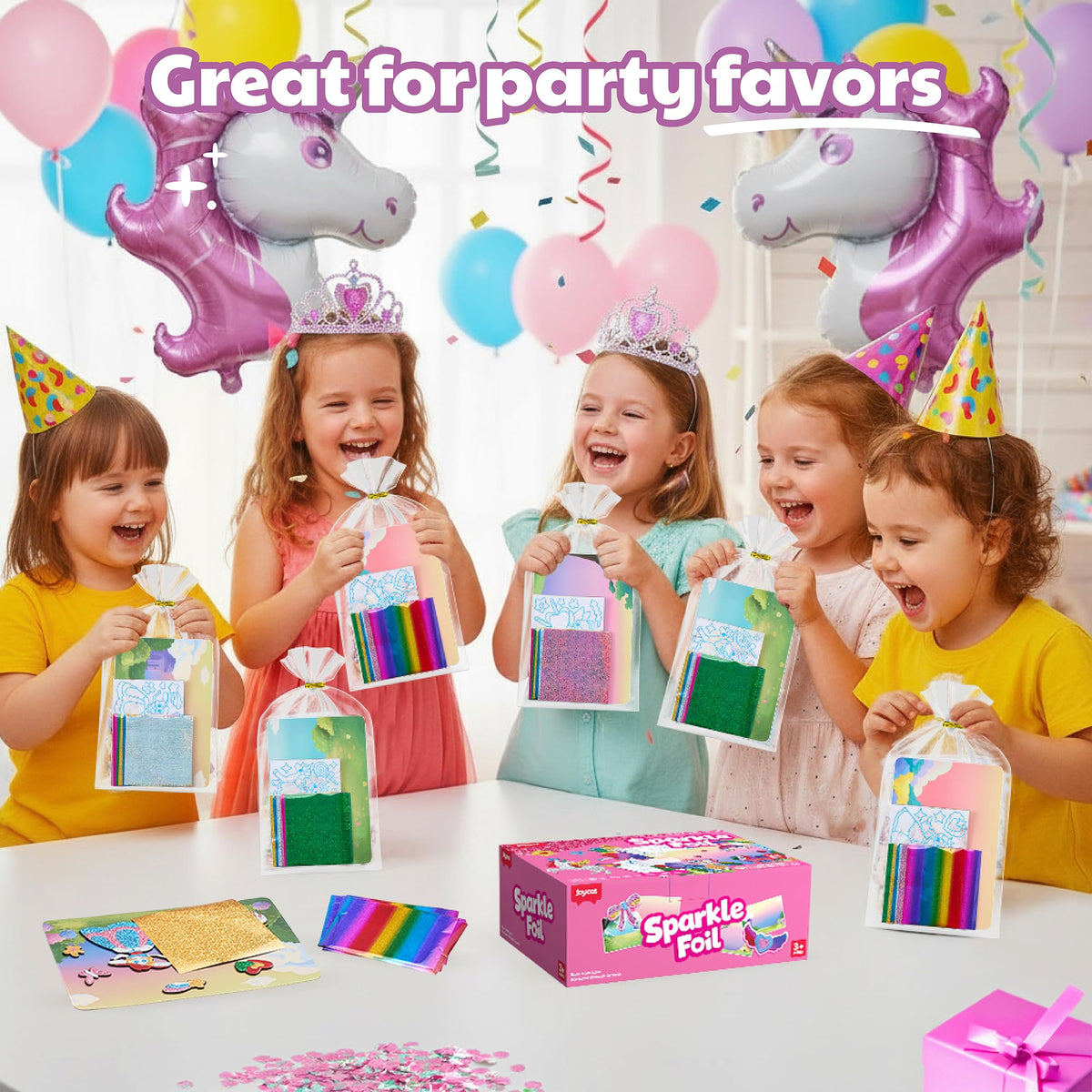 JoyCat 24 Pack Foil Craft Party Favors,No Mess Arts and Crafts for Kids,Goodie Bag Stuffers,DIY Creative Activity, Birthday Present for Girls Boys 4 5 6 7 8 9 Years Old(Unicorn)