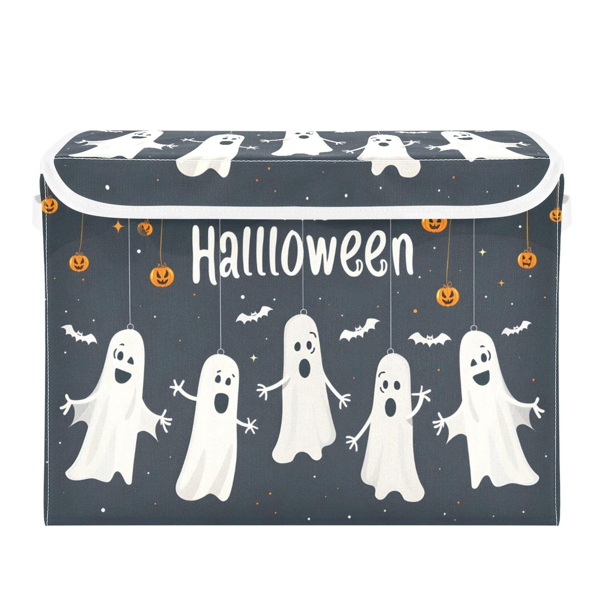 Storage Bins with Lids and Handles,Halloween Spider Bat Storage Box Storage Basket with Cover Collapsible Organizer Containers for Home Closet, Shelves