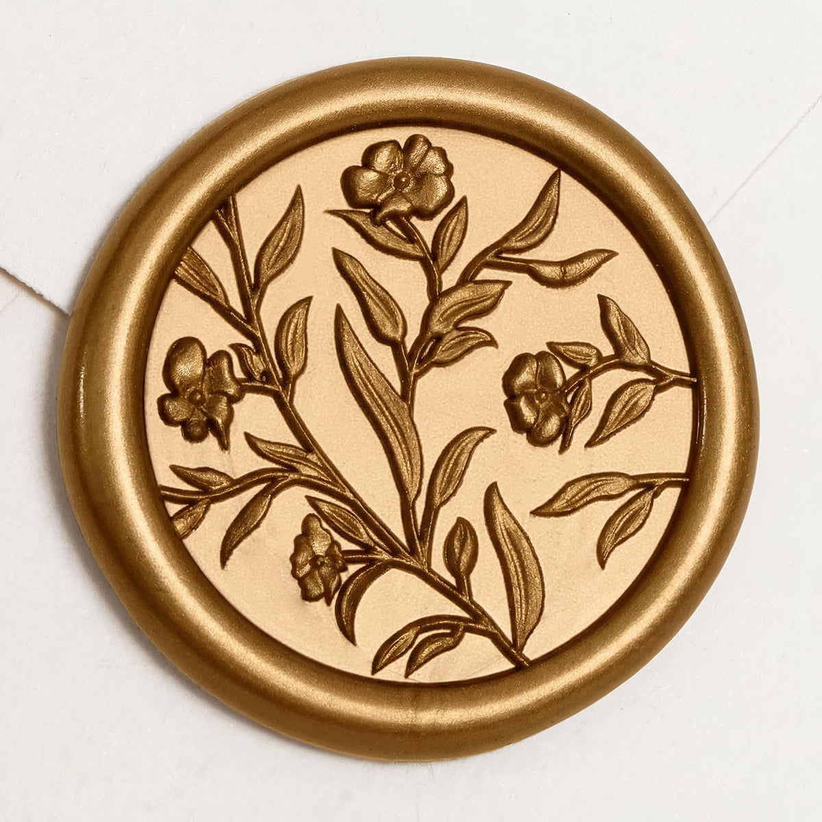 UNIQOOO Wax Seal Stickers - 3D Floral Wedding Invitation Envelope Seal Sticker, 50 Pcs Self- Adhesive Flower Antique Gold Stickers, Perfect for Invitation, Christmas, Gift Wrapping