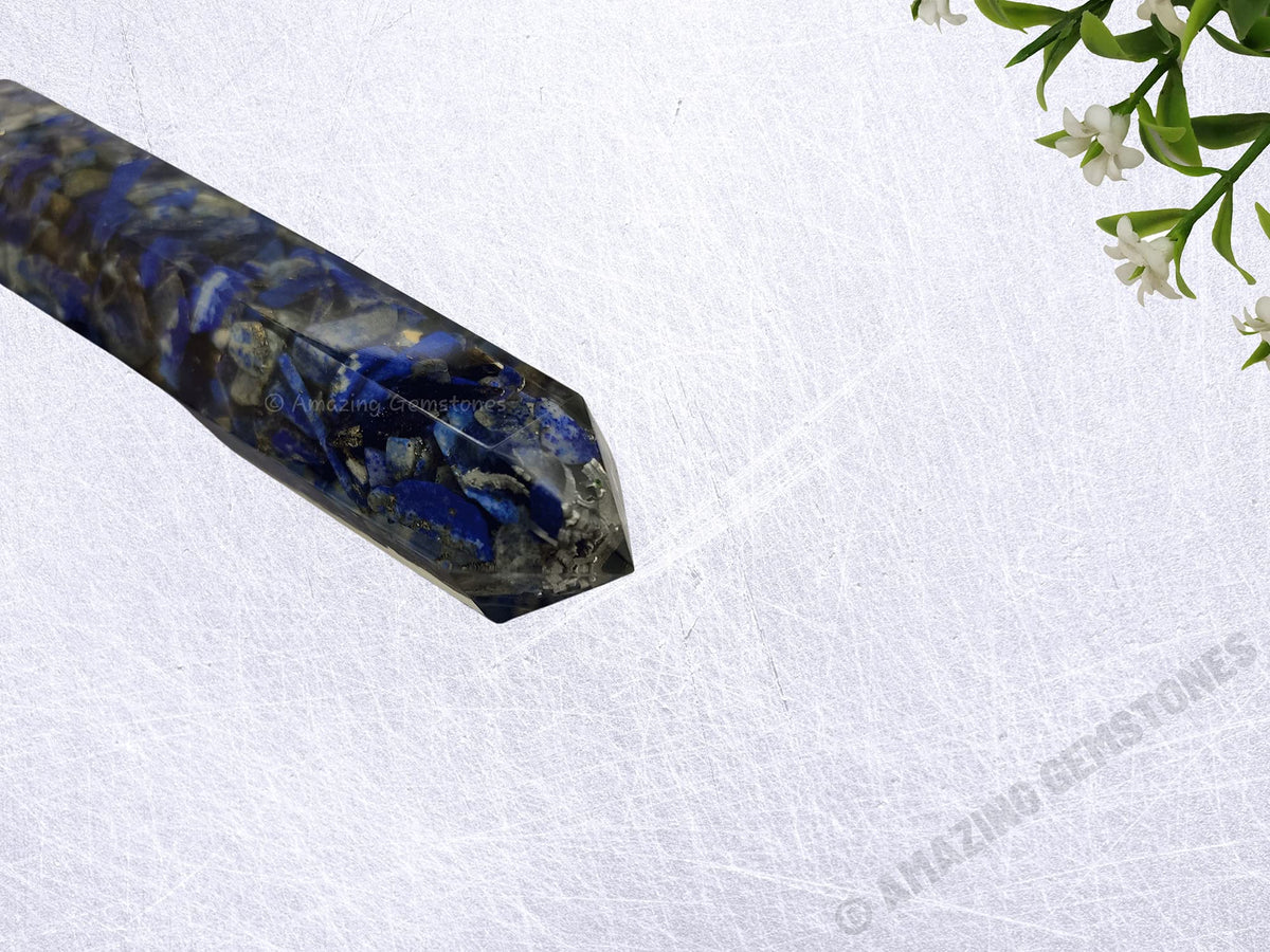 Amazing Gemstone Lapis Lazuli Crystal Orgone Towers ~ Natural Healing Crystal Point Obelisk for Reiki Healing and Crystal Grid (4.5 to 5 Inch, Pack of 1)