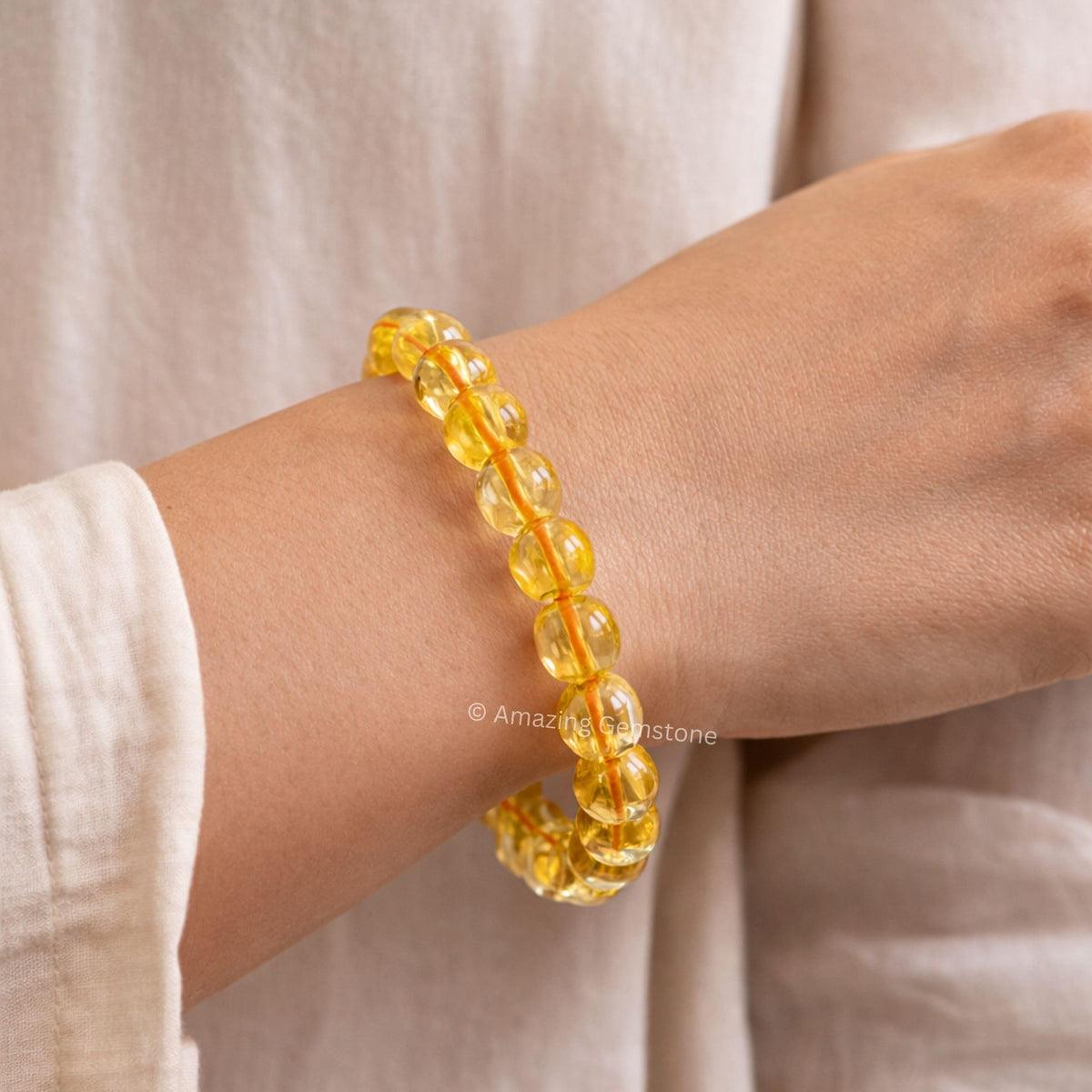 Amazing Gemstone Crystal Bracelet for Women Men's Gifts - Protection Healing Crystal Bracelet - 8mm Gemstone Beaded Stretchable Bracelet Pulseras Para Hombres Mujer Stocking Stuffers Mothers Day Gift (Citrine)