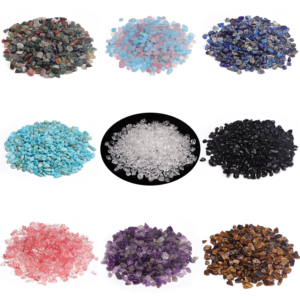 Youngbling Natural Chip Stone Beads 450 Pcs 5-8mm Healing Crystal Irregular Gemstone Drilled Lose Rocks Chinese Jade Beads Bulk for Bracelet Jewelry Making
