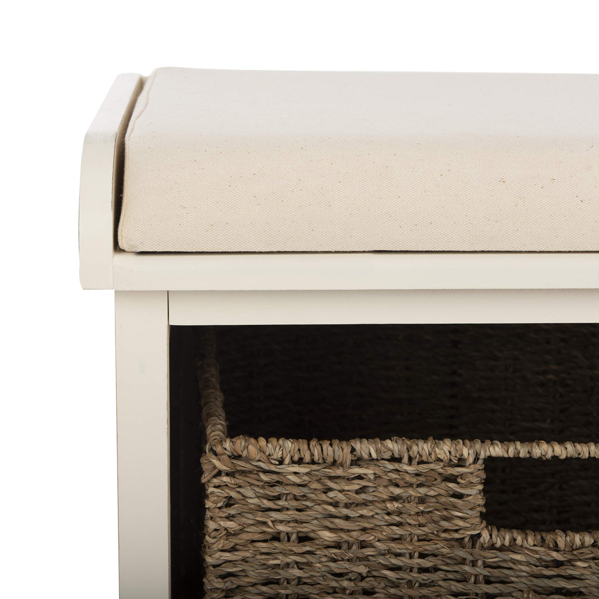 SAFAVIEH Furniture - Lonan Storage Bench - Vintage White - Solid Wood - Farmhouse Lift-Top Design - Ideal for Entryway, Living Room, Hallway, 18" Seat Height (AMH5733C)