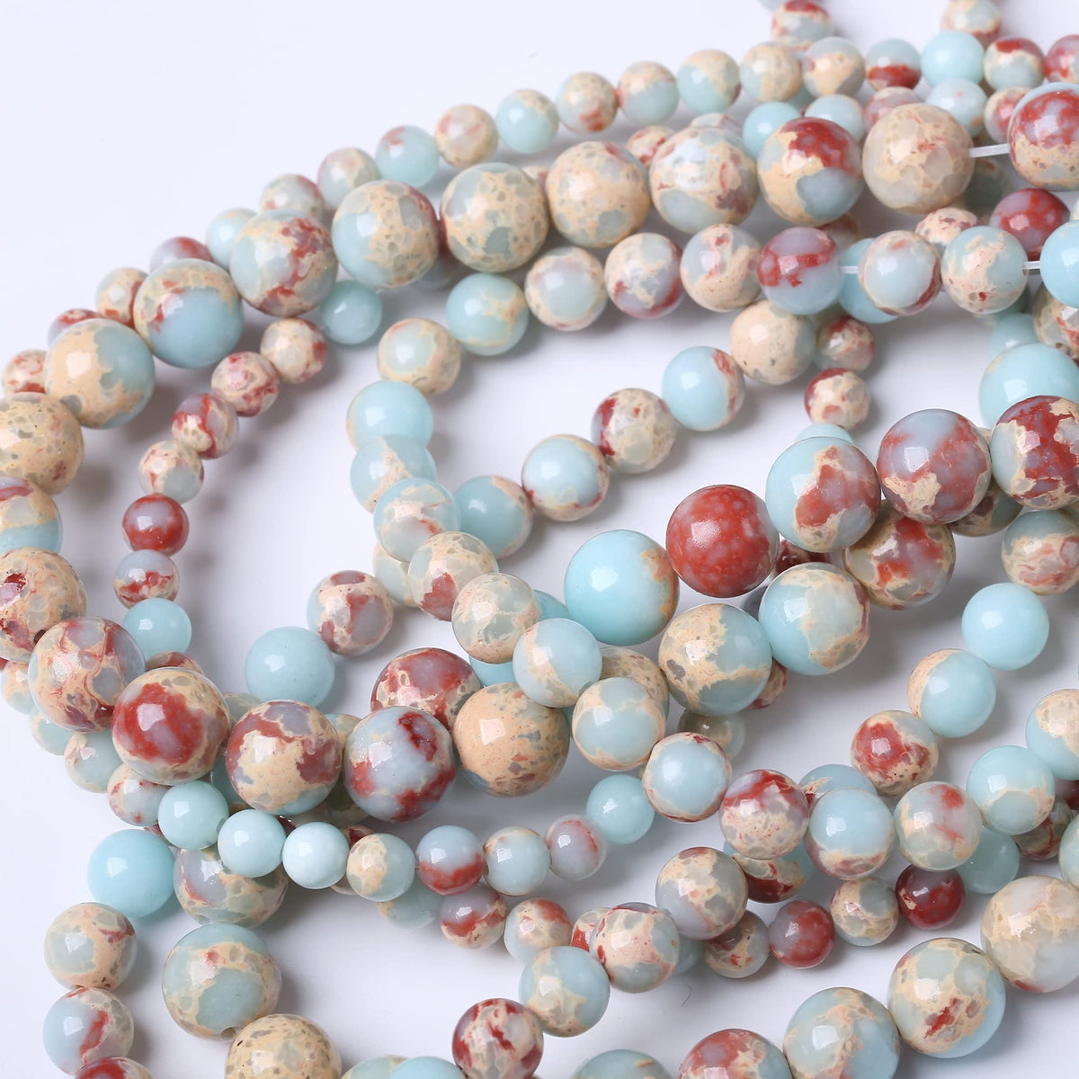 10MM Longevity Mountain Round Loose Beads Natural Gem Beads Crystal Energy Stone Beads for Jewelry Making DIY Bracelet Necklace