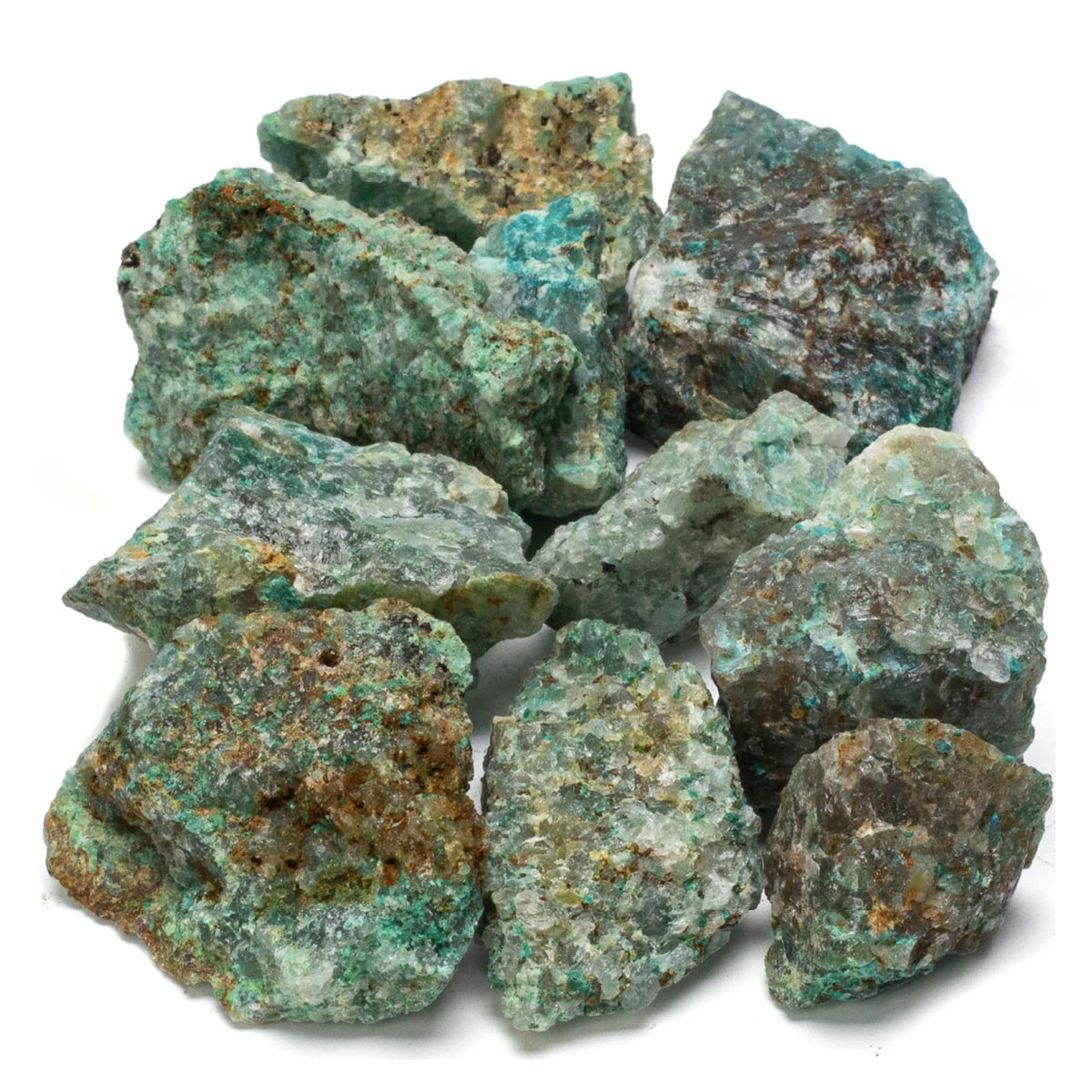 KALIFANO Rough Chrysocolla 10 Stone Bulk Bundle with Healing & Calming Effects - AAA High Energy Raw Crisocola - Reiki Crystal Used for Rock Tumbling and Lapidary (Family Owned and Operated)