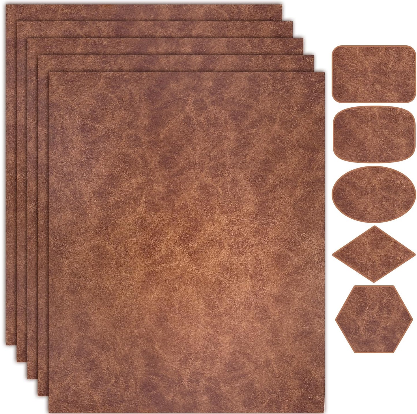 5 Large Pieces of Laserable Leatherette Sheet, 12.6×10.2 Inch Faux Leather for Laser Engraving Patches,Blank Iron on Patches with Heat Press Adhesive(Dark Brown)