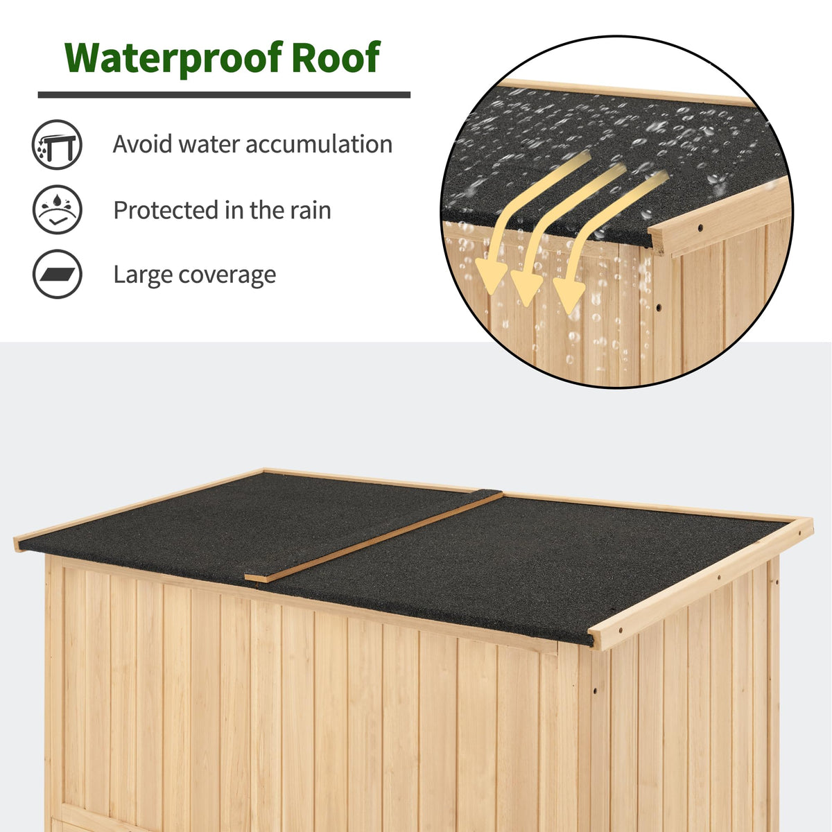 MCombo Outdoor Storage Cabinet, Wooden Storage Shed with Latch, Outside Garden Tool Shed with 2 Doors for Patio Yard Lawn, 1900 (Natural, Large)
