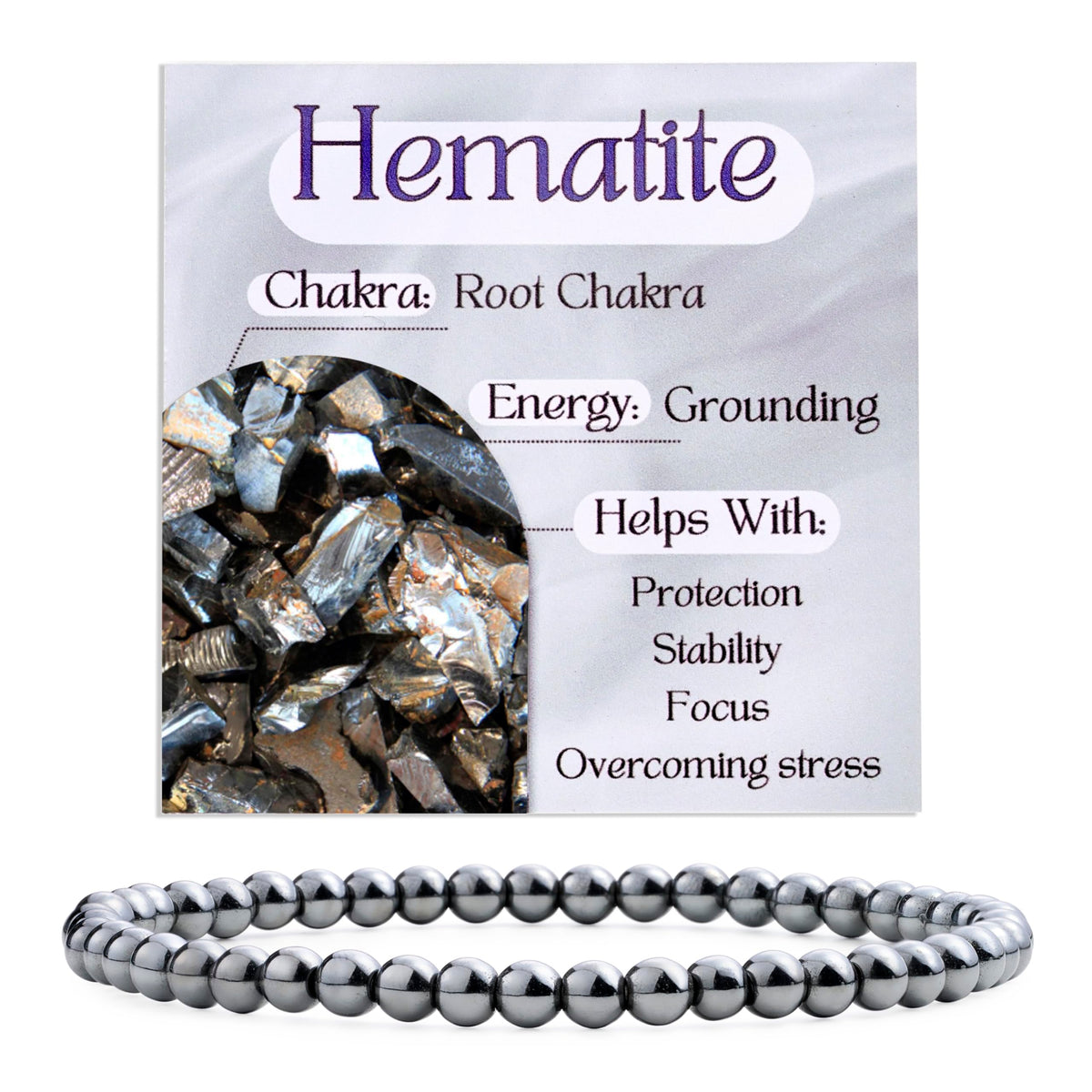 Bivei Hematite - Grounding - 4mm Beaded Bracelets for Women Handmade Semi Precious Natural Stone Stretch Elastic Jewelry Yoga Protection Gifts Small