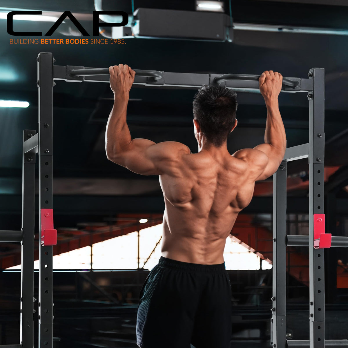 Cap Power Rack with Pull Up Bar & Attachments - Squat Rack & Strength Training Power Cage for Home Gym - Yellow