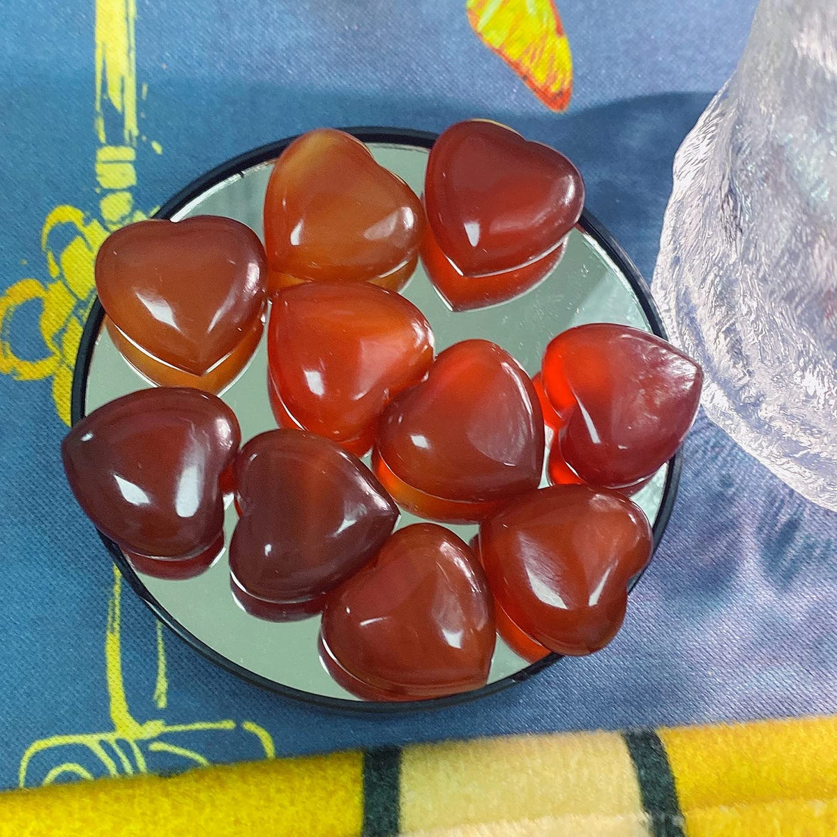 10 PCS Carnelian Crystal Heart Crystal Red Carnelian Agate Stone Polished Healing Palm Love Gemstones Set Wholesale Bulk Gifts Reiki Energy Balancing Meditation Orange Brown Red Carnelian Agate Mothers Day Gifts Bulk Stocking Stuffers