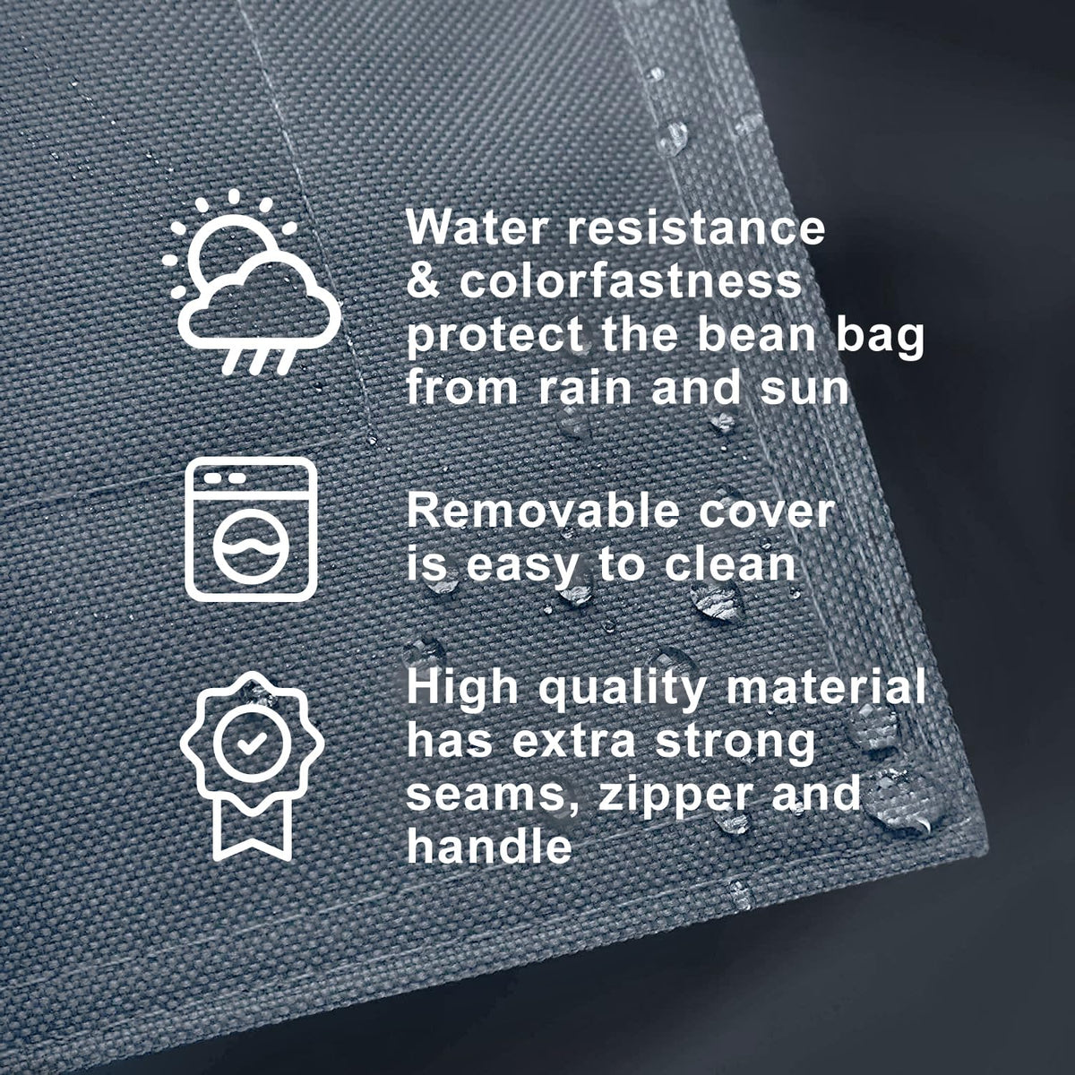 Lumaland Outdoor/Indoor Bean Bag 7ft, Water-Repellent and Fading-Resistant, Comfortable Sack Chair for Patio, Backyard, Frontyard, Deck, Garden, Swimming Pool and Home, Dark Grey
