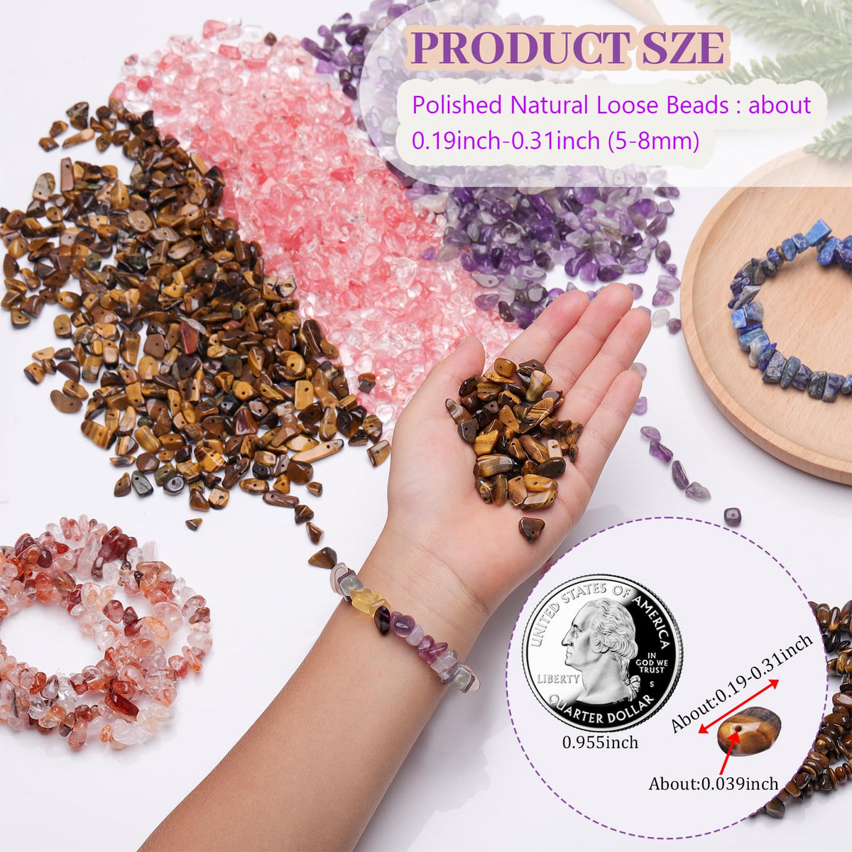 400pcs Natural Chip Stone Beads for Jewelry Making Red Aventurine 5-8mm Irregular Gemstones Healing Crystal Loose Rocks Bead Hole Drilled for Ring Earrings Necklace Bracelet Making DIY Art Crafts