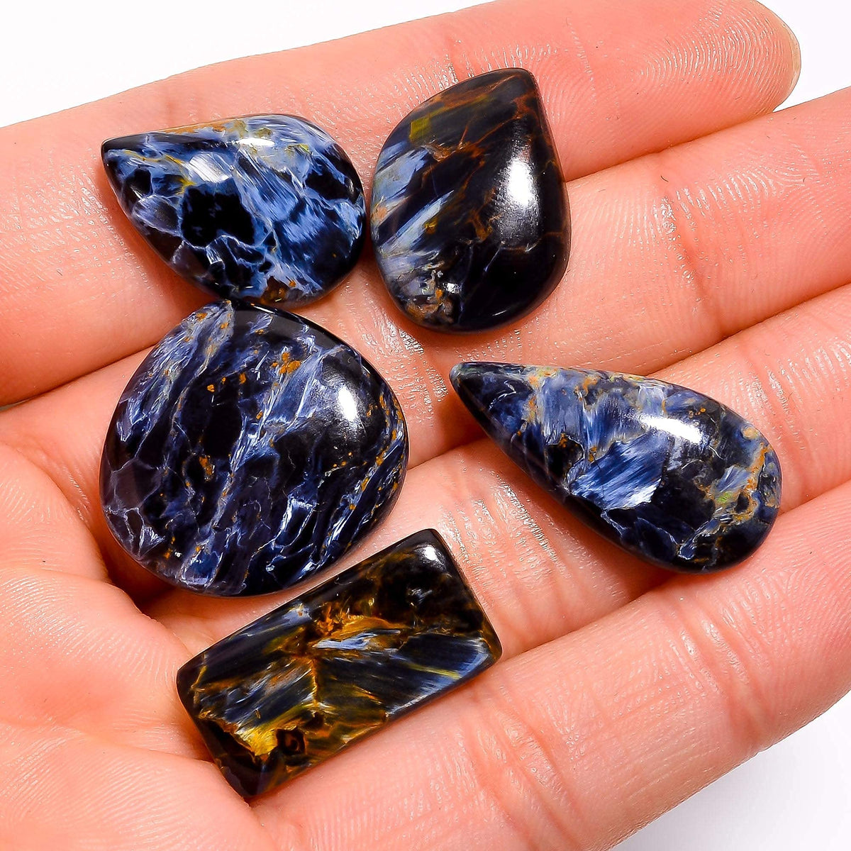 3pcs Black Pietersite Cabochon Gemstones for Jewelry Making, Chatoyant Crystals, Wholesale Stones Lot Supply, Mix Pack, Birthstone, Healing Crystals