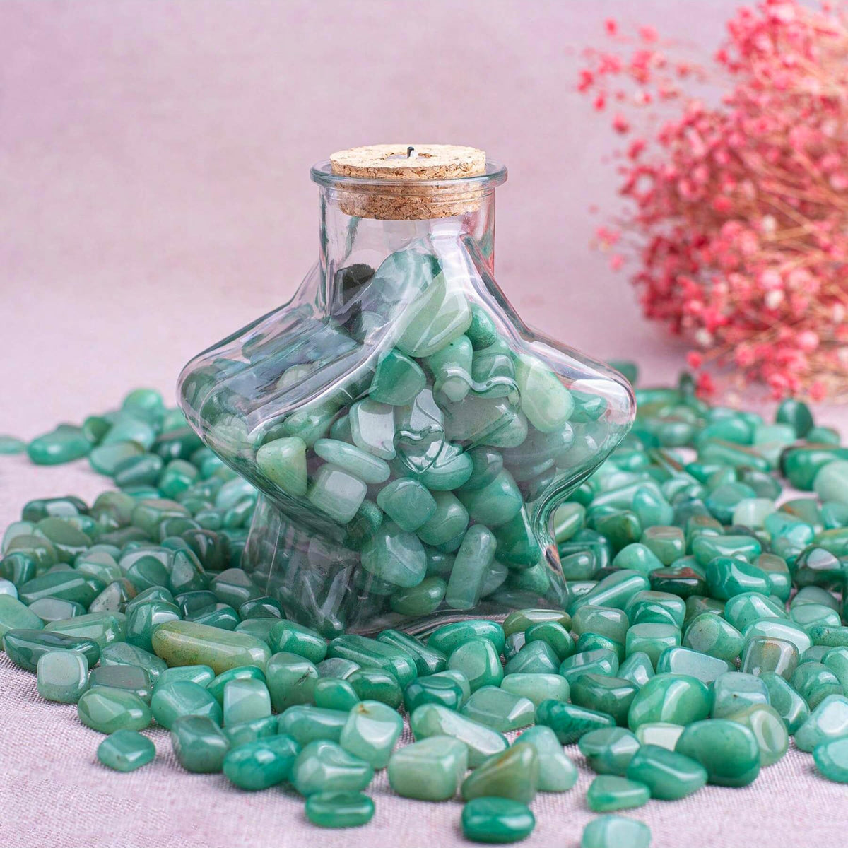 SigMntun Polished Aventurine Crystal Set, 0.4", 128 Pcs - Handpicked Tumbled Stones and Crystals Bulk for Healing, Reiki, Meditation, Witchcraft and Home Decor