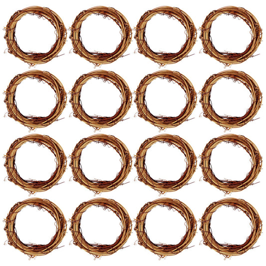 Grapevine Wreath Set, Marrywindix 16 Pieces Natural Vine Branch Christmas DIY Rattan Wreath Garland for Christmas Holiday Craft Wedding Decor (4 in.)