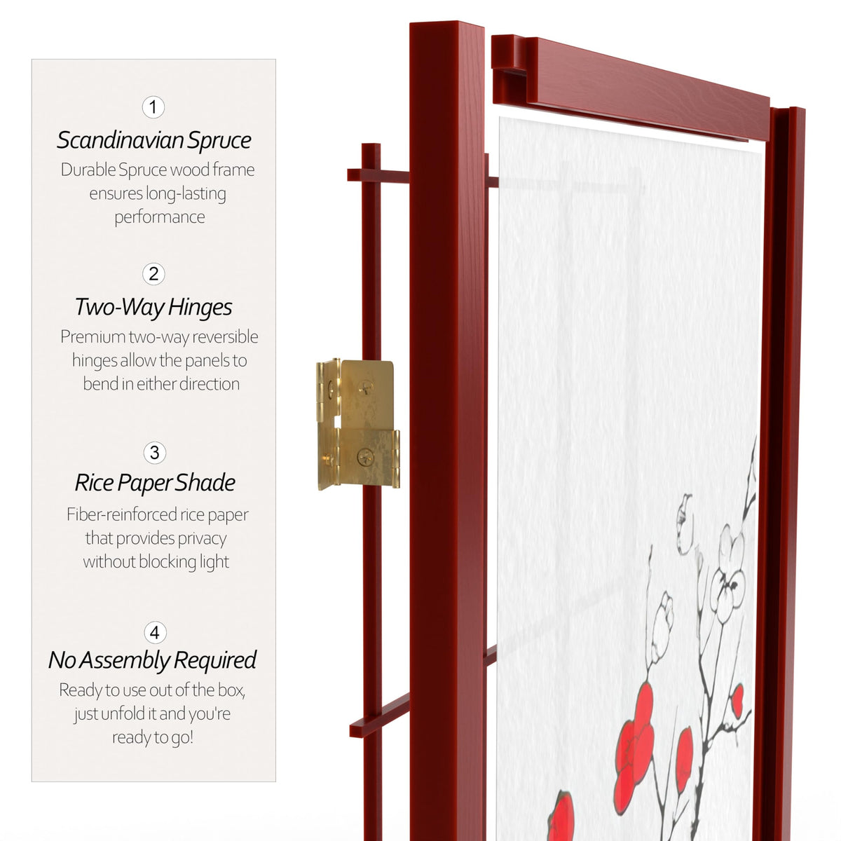 Red Lantern 6 ft. Tall Flower Blossom Divider - Rosewood - 4 Panels